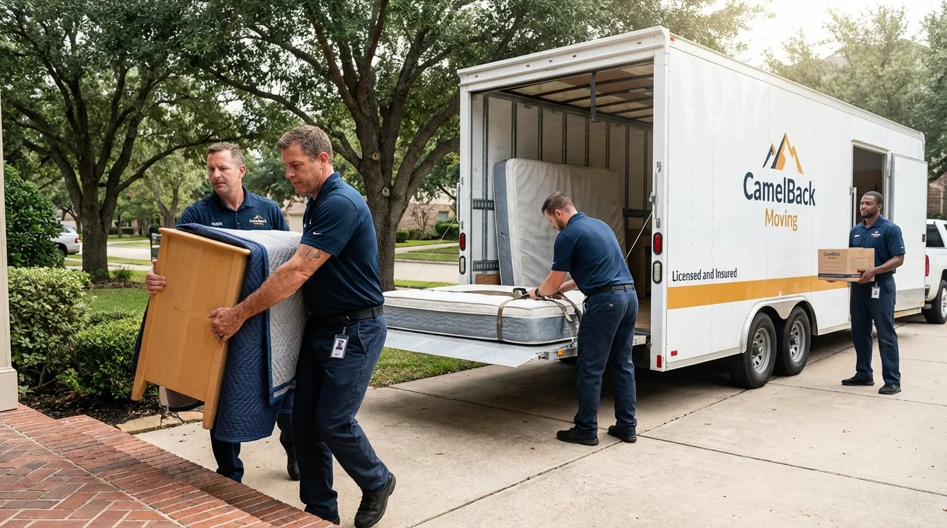 Crew loading residential truck for cross-state move from Sapulpa, OK