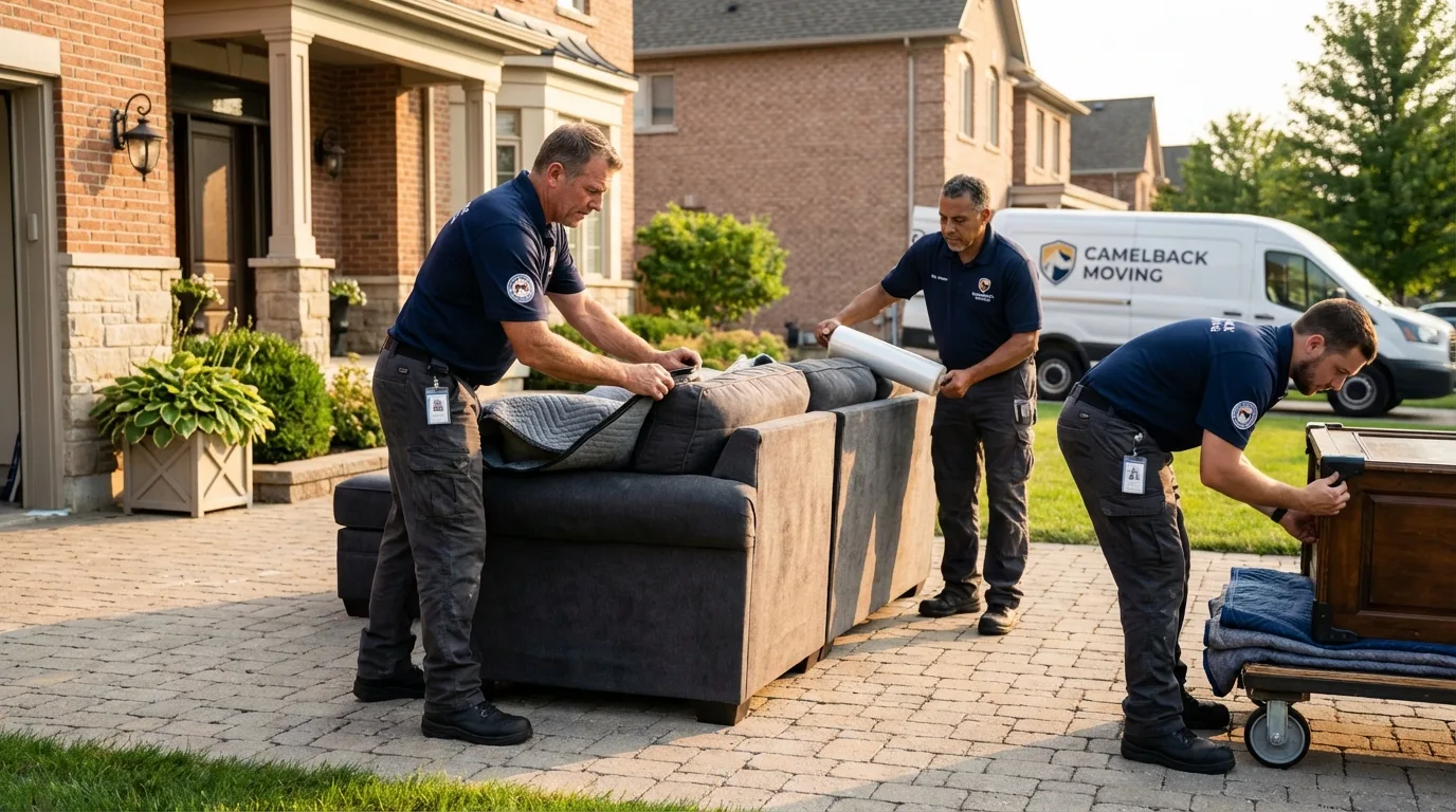 Large estate moving crew wrapping furniture in Sapulpa, OK