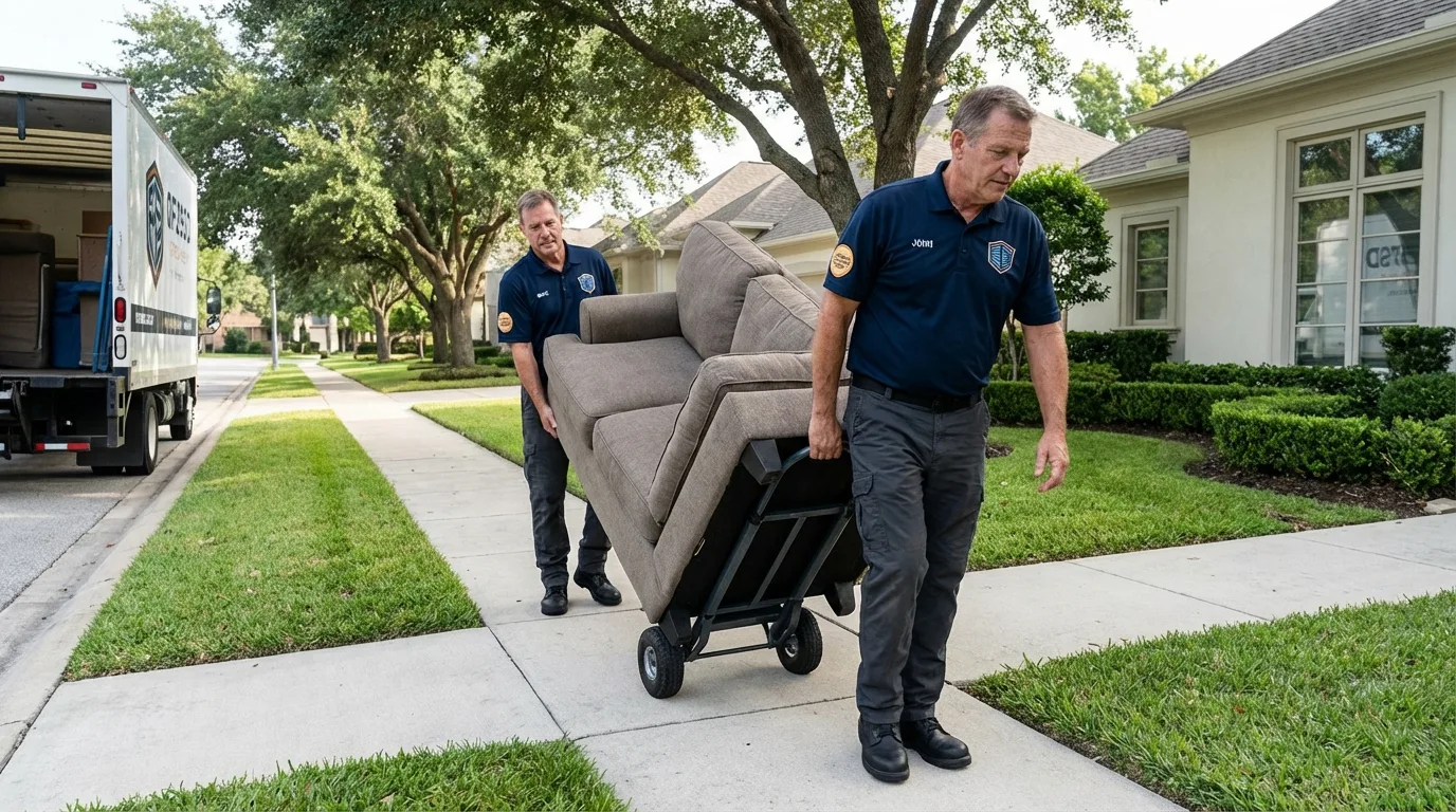 Local residential moving crew loading furniture in Sapulpa, OK