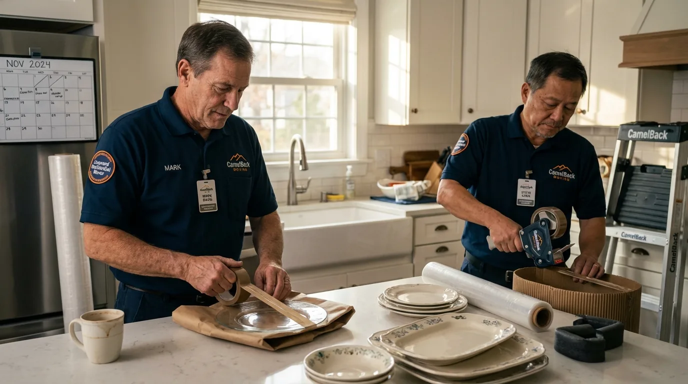 Professional crew packing kitchen dishware in Sapulpa, OK